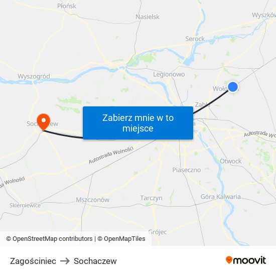 Zagościniec to Sochaczew map