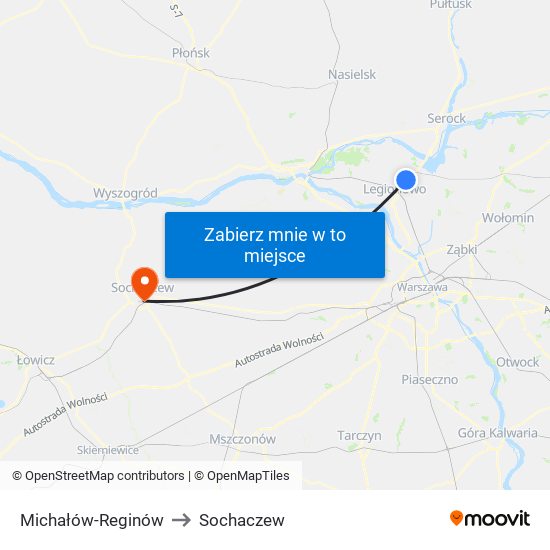 Michałów-Reginów to Sochaczew map