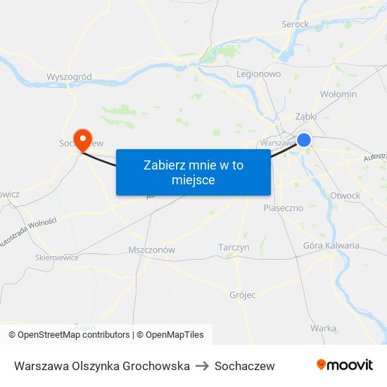 Warszawa Olszynka Grochowska to Sochaczew map