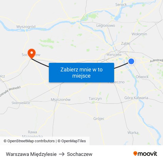 Warszawa Międzylesie to Sochaczew map