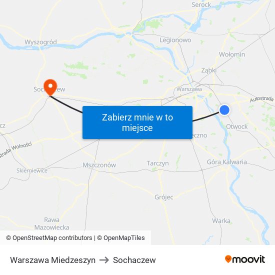 Warszawa Miedzeszyn to Sochaczew map