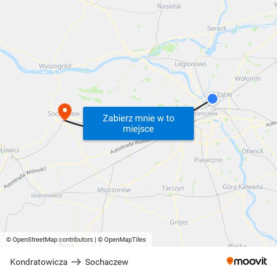 Kondratowicza to Sochaczew map