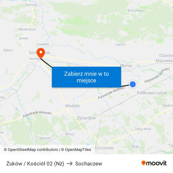 Żuków / Kościół to Sochaczew map