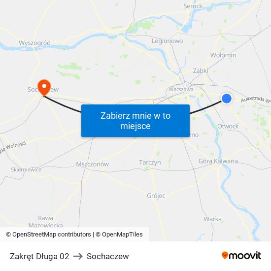 Zakręt Długa 02 to Sochaczew map