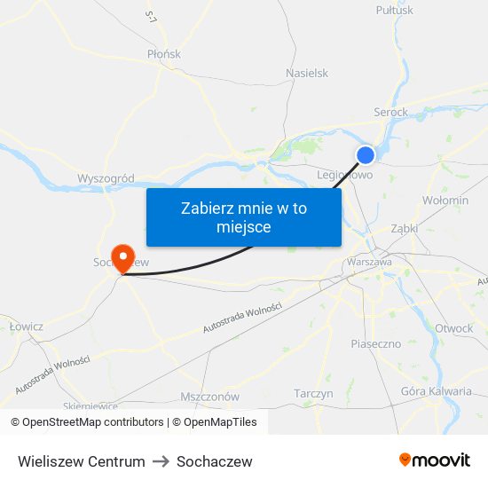 Wieliszew Centrum to Sochaczew map