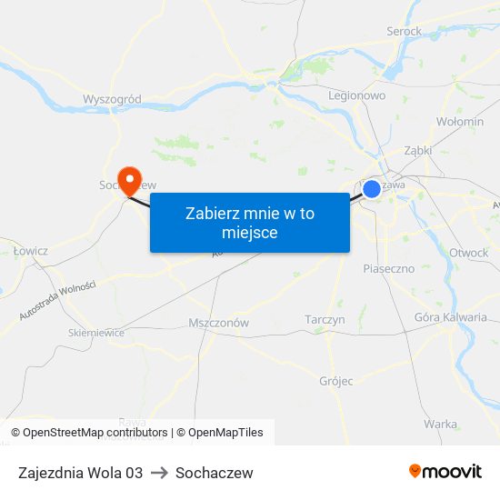 Zajezdnia Wola 03 to Sochaczew map