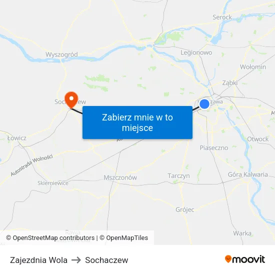 Zajezdnia Wola to Sochaczew map