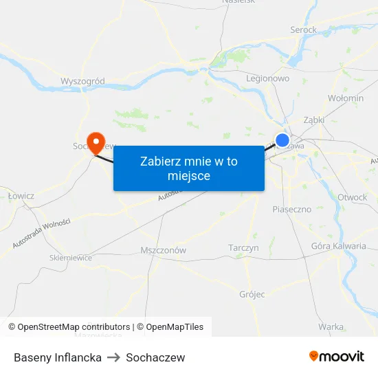 Baseny Inflancka to Sochaczew map