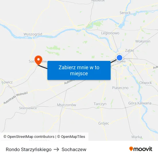 Rondo Starzyńskiego to Sochaczew map