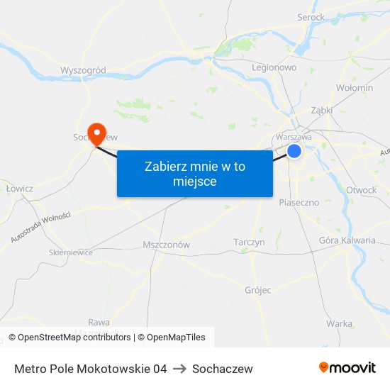 Metro Pole Mokotowskie 04 to Sochaczew map