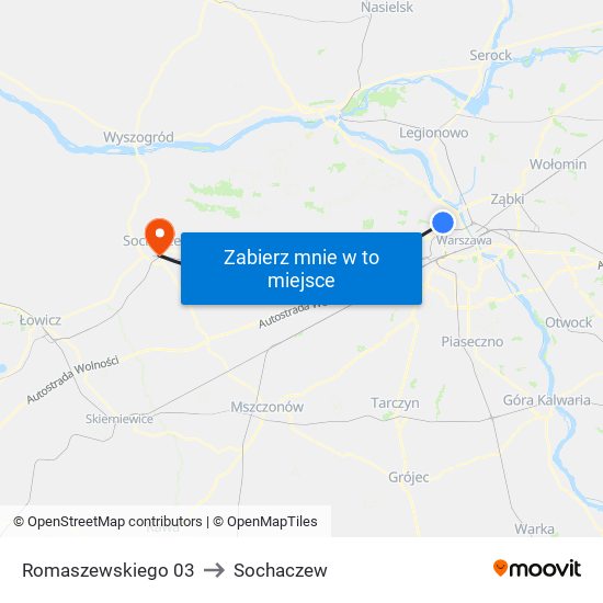 Romaszewskiego to Sochaczew map