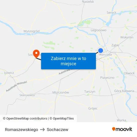 Romaszewskiego to Sochaczew map