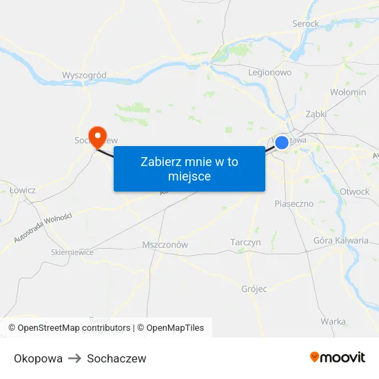 Okopowa to Sochaczew map