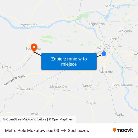 Metro Pole Mokotowskie 03 to Sochaczew map