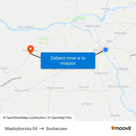 Międzyborska 04 to Sochaczew map