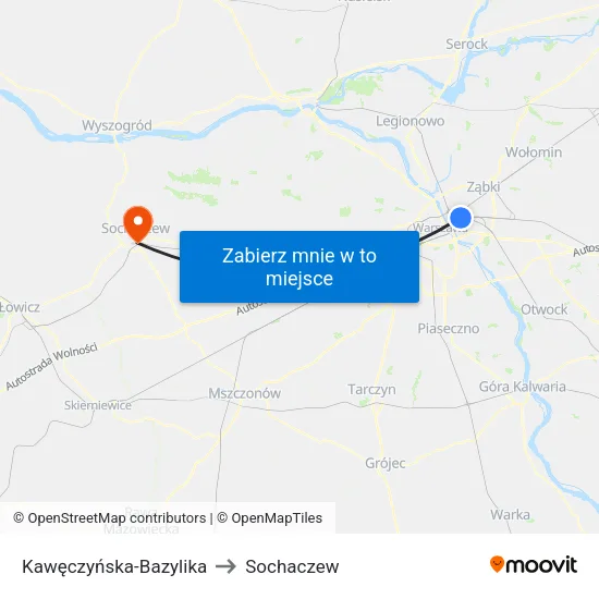 Kawęczyńska - Bazylika to Sochaczew map