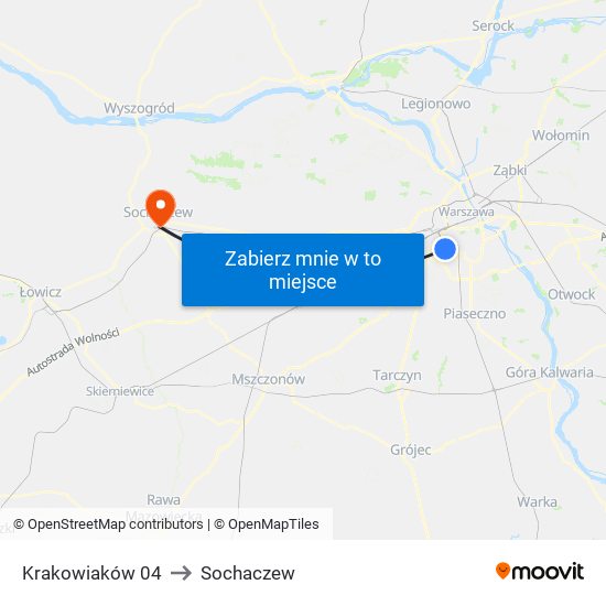 Krakowiaków 04 to Sochaczew map