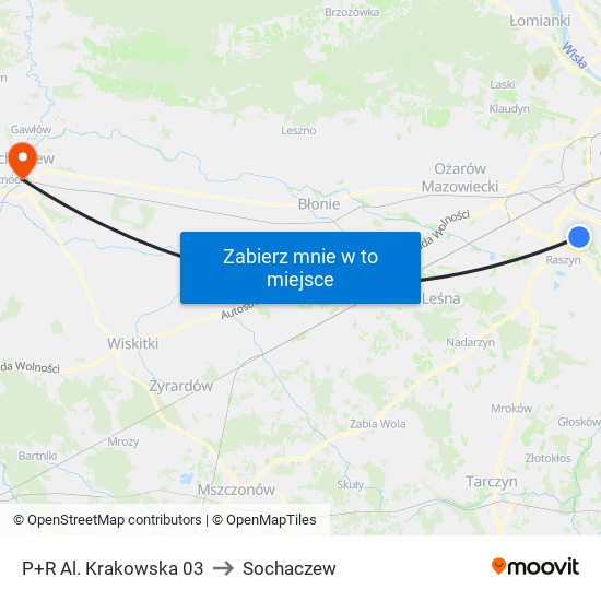 P+R Al. Krakowska to Sochaczew map