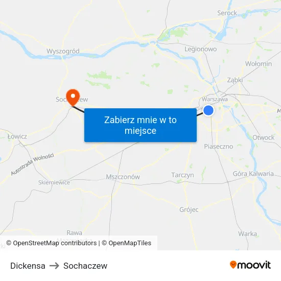 Dickensa to Sochaczew map