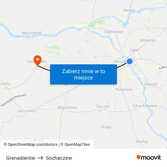 Grenadierów to Sochaczew map