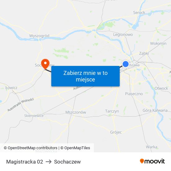 Magistracka to Sochaczew map