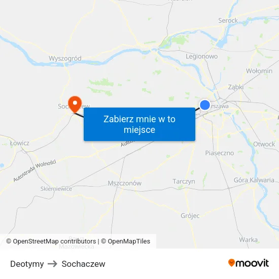 Deotymy to Sochaczew map
