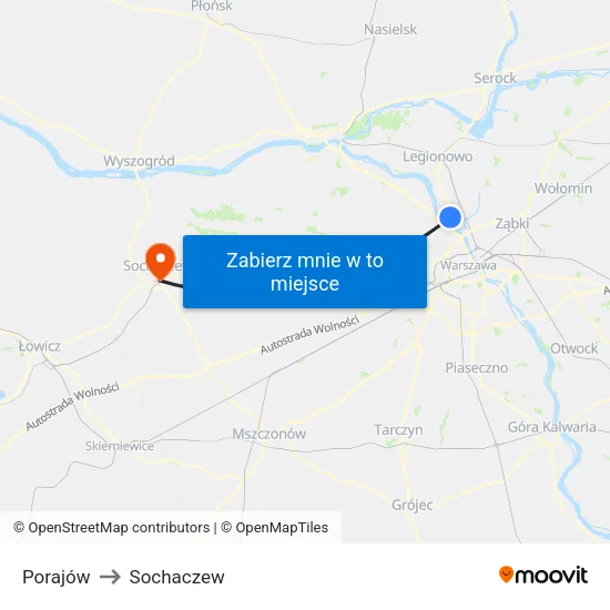 Porajów to Sochaczew map