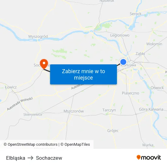 Elbląska to Sochaczew map