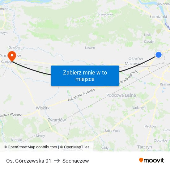 Os. Górczewska 01 to Sochaczew map