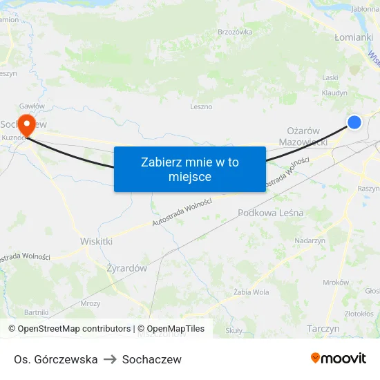 Os. Górczewska to Sochaczew map