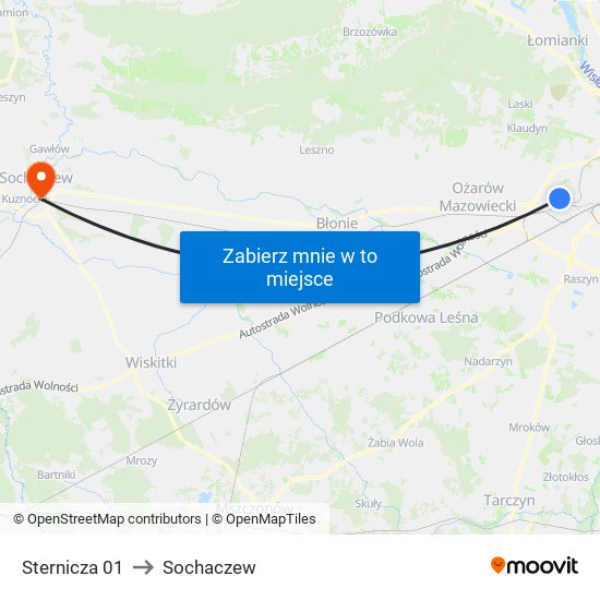 Sternicza 01 to Sochaczew map