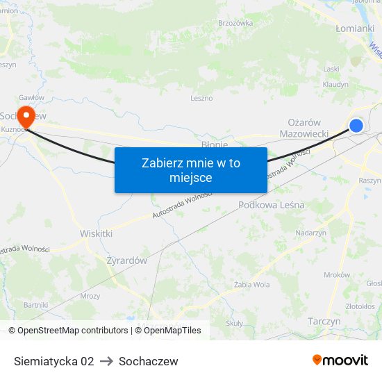 Siemiatycka to Sochaczew map