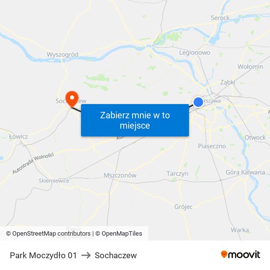 Park Moczydło to Sochaczew map