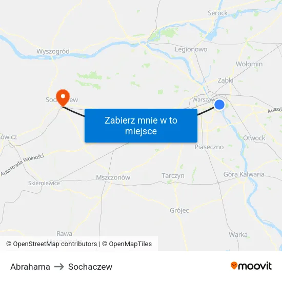Abrahama to Sochaczew map