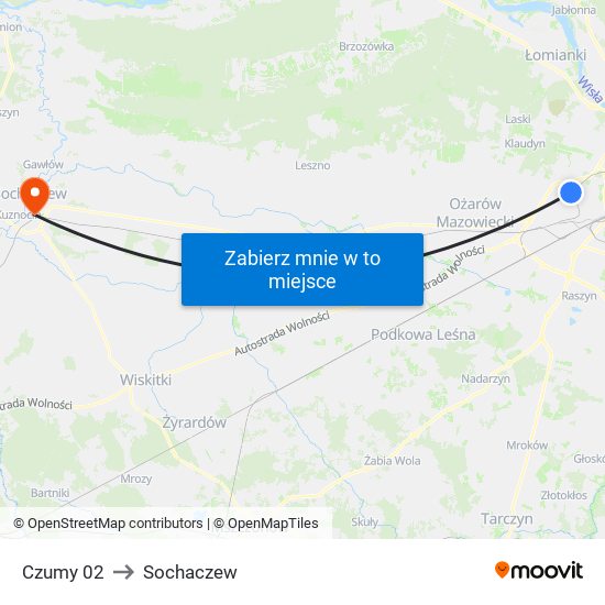 Czumy 02 to Sochaczew map