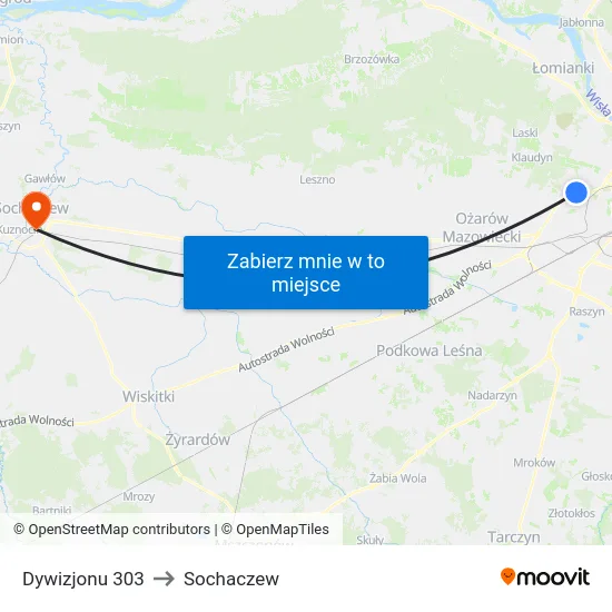 Dywizjonu 303 to Sochaczew map