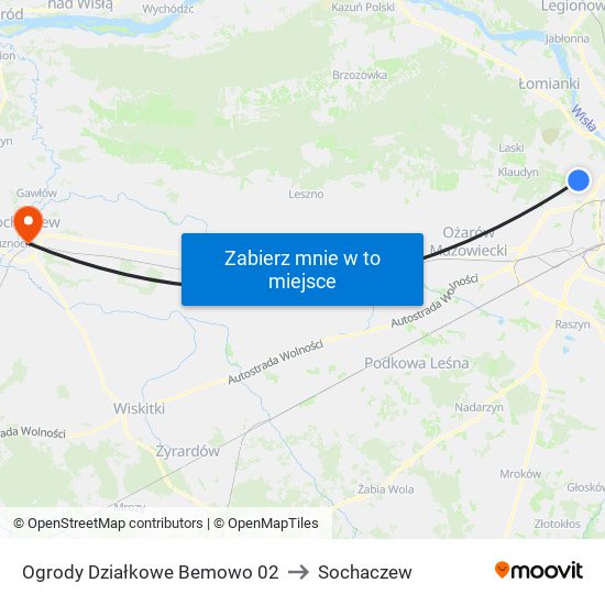 Ogrody Działkowe Bemowo 02 to Sochaczew map