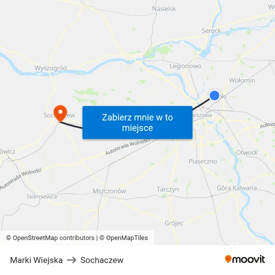 Marki Wiejska to Sochaczew map