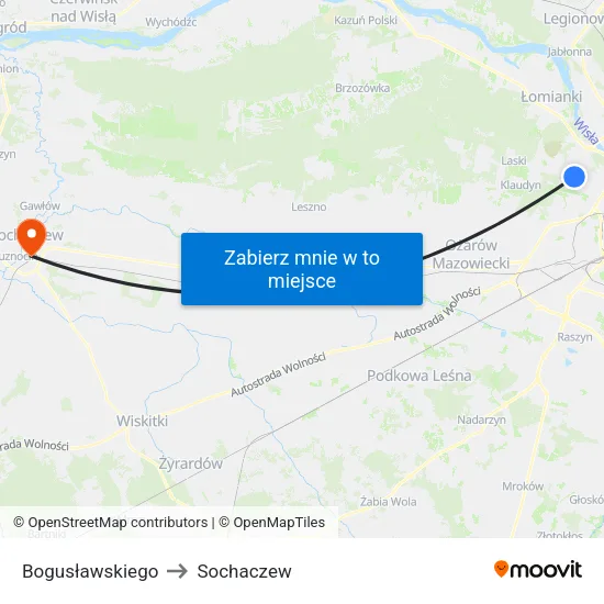 Bogusławskiego to Sochaczew map