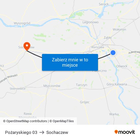 Pożaryskiego to Sochaczew map