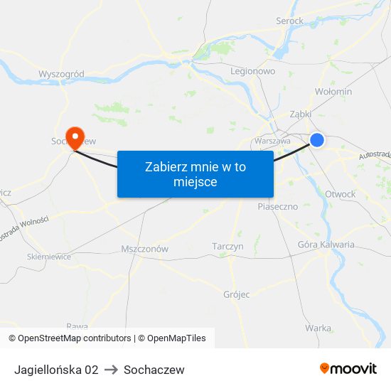 Jagiellońska to Sochaczew map