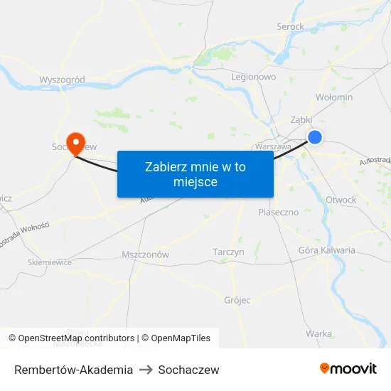 Rembertów - Akademia to Sochaczew map