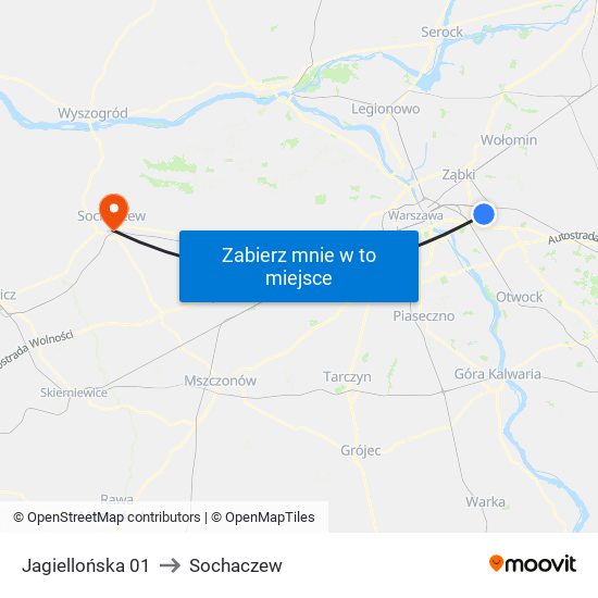 Jagiellońska 01 to Sochaczew map