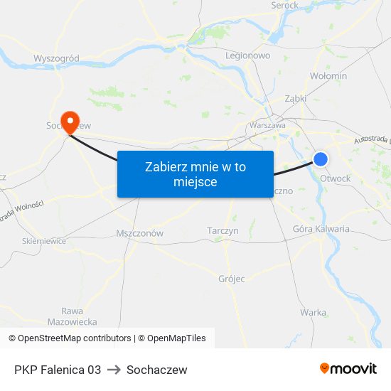 PKP Falenica 03 to Sochaczew map