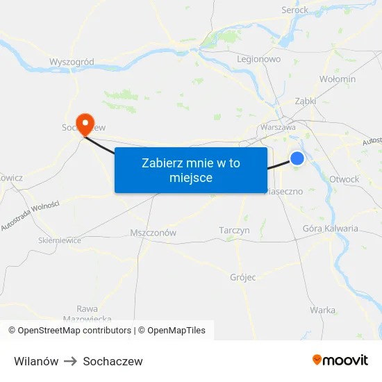 Wilanów to Sochaczew map