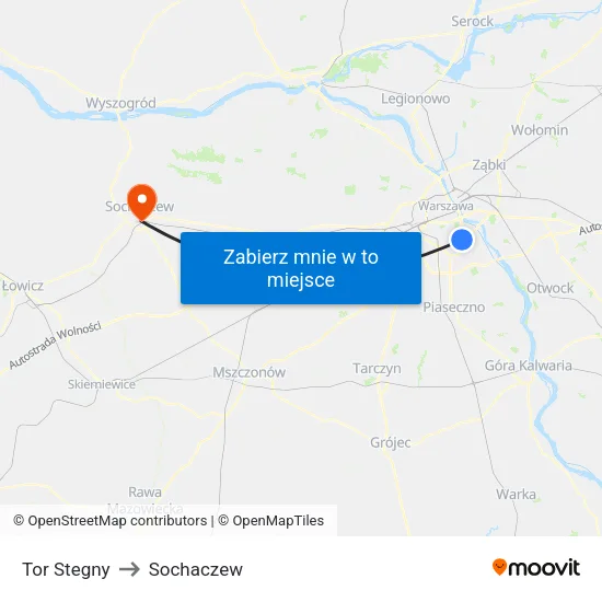 Tor Stegny to Sochaczew map