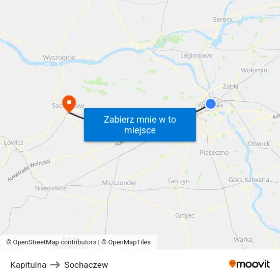 Kapitulna to Sochaczew map
