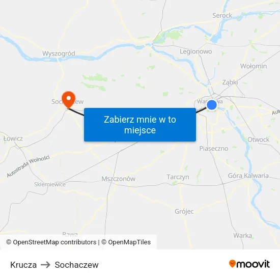 Krucza to Sochaczew map