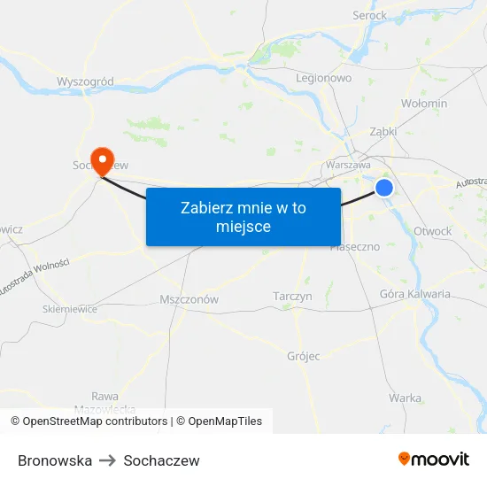 Bronowska to Sochaczew map