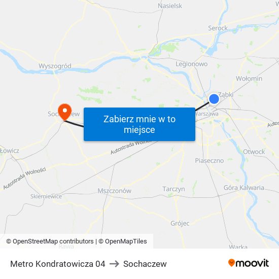 Metro Kondratowicza 04 to Sochaczew map